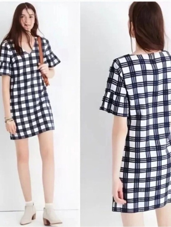 Madewell Dresses & Skirts - Madewell Leighton Plaid Vneck Shift Dress size 6
